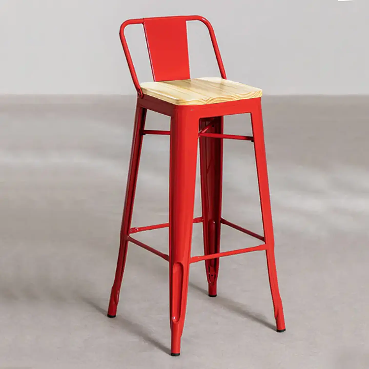 Taburete Tolix altura 63/64 Asiento de madera  3
