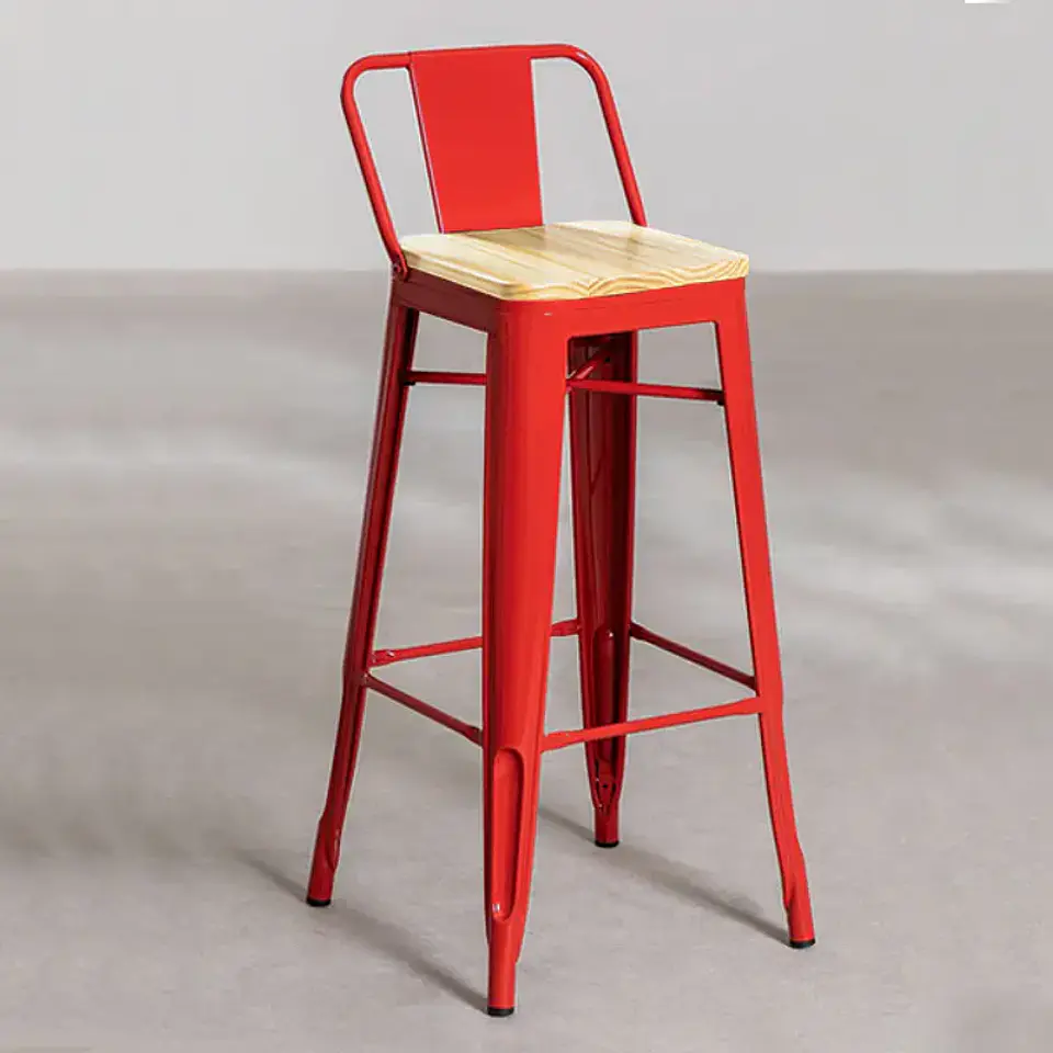 Taburete Tolix altura 63/64 Asiento de madera  3