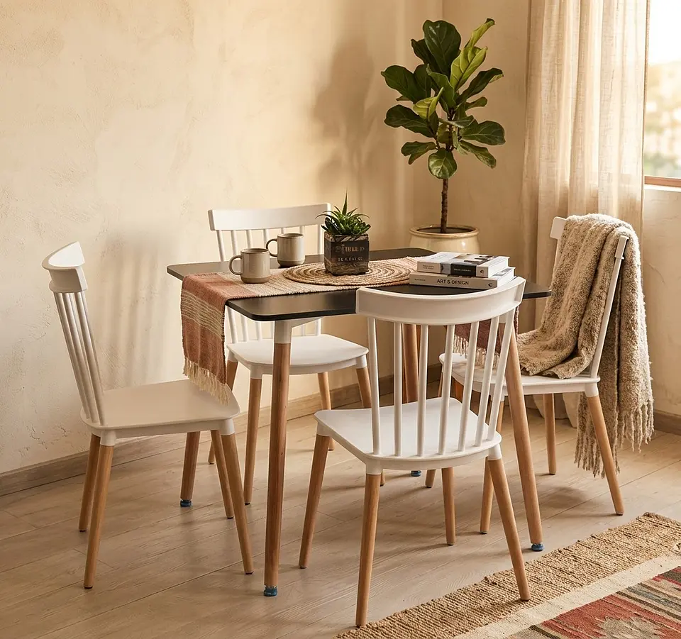 Comedor Mesa Eames Cuadrada de 80cms+ 4 Sillas Windsor  5