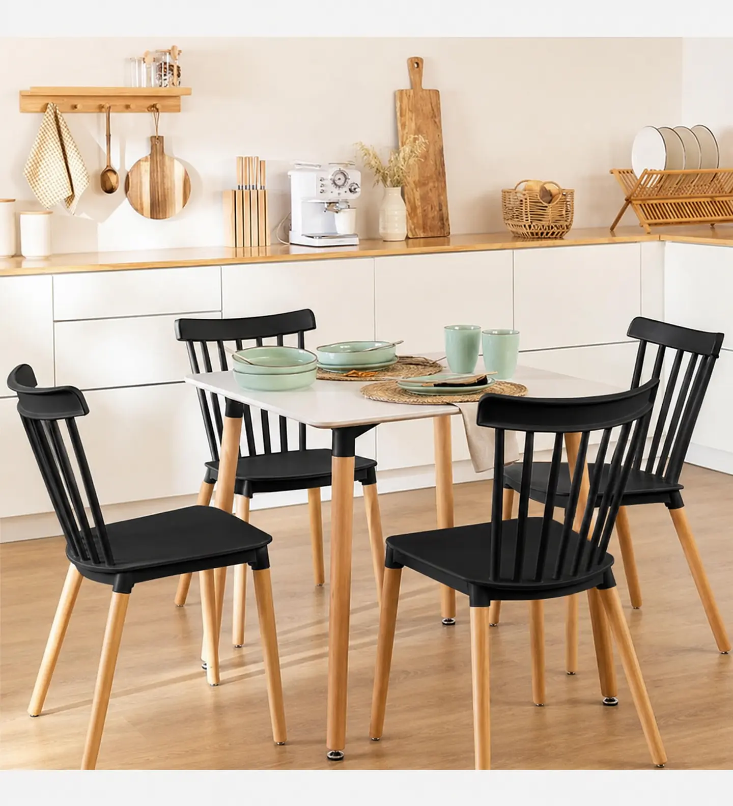 Comedor Mesa Eames Cuadrada de 80cms+ 4 Sillas Windsor  6