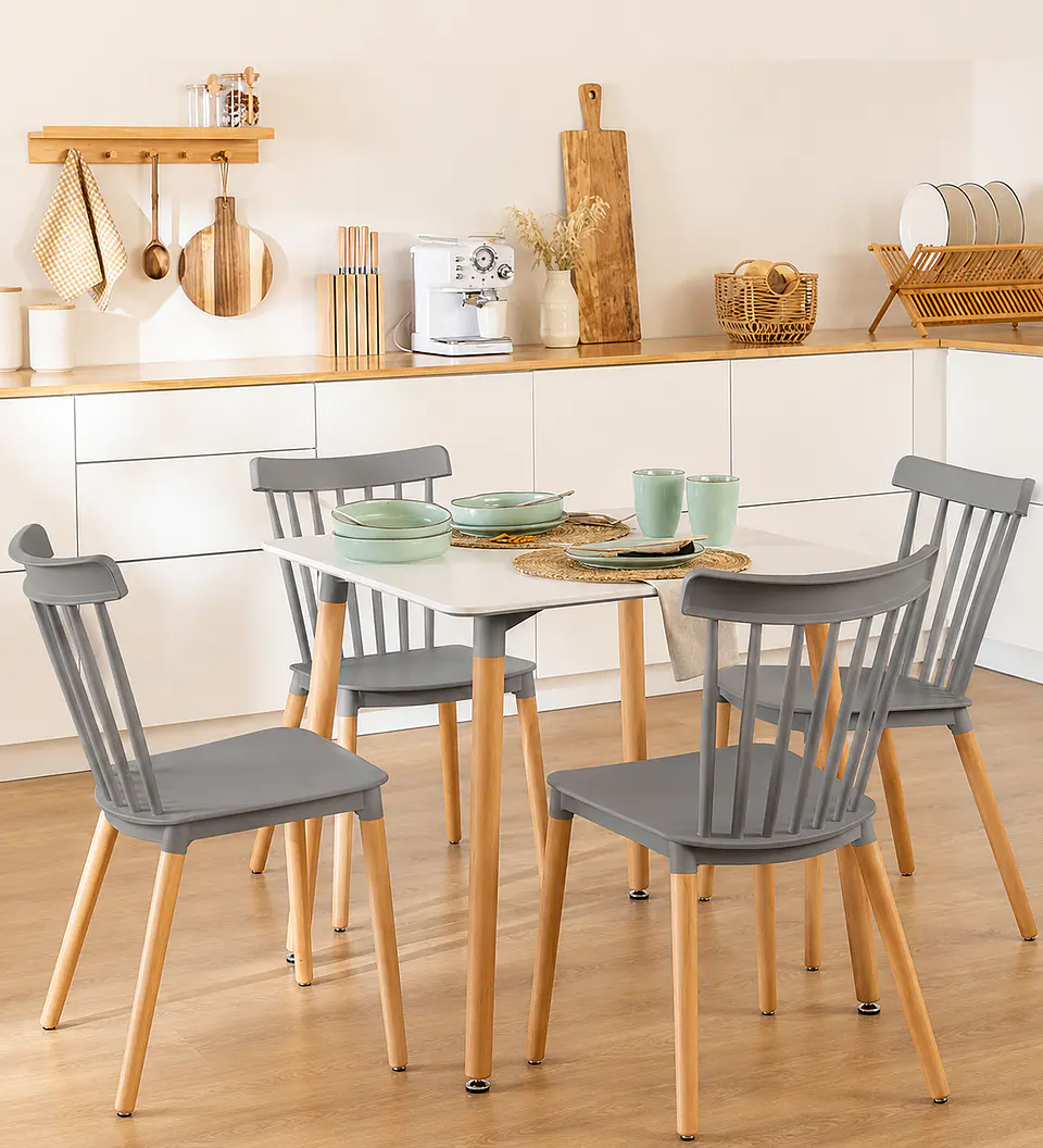 Comedor Mesa Eames Cuadrada de 80cms+ 4 Sillas Windsor  9