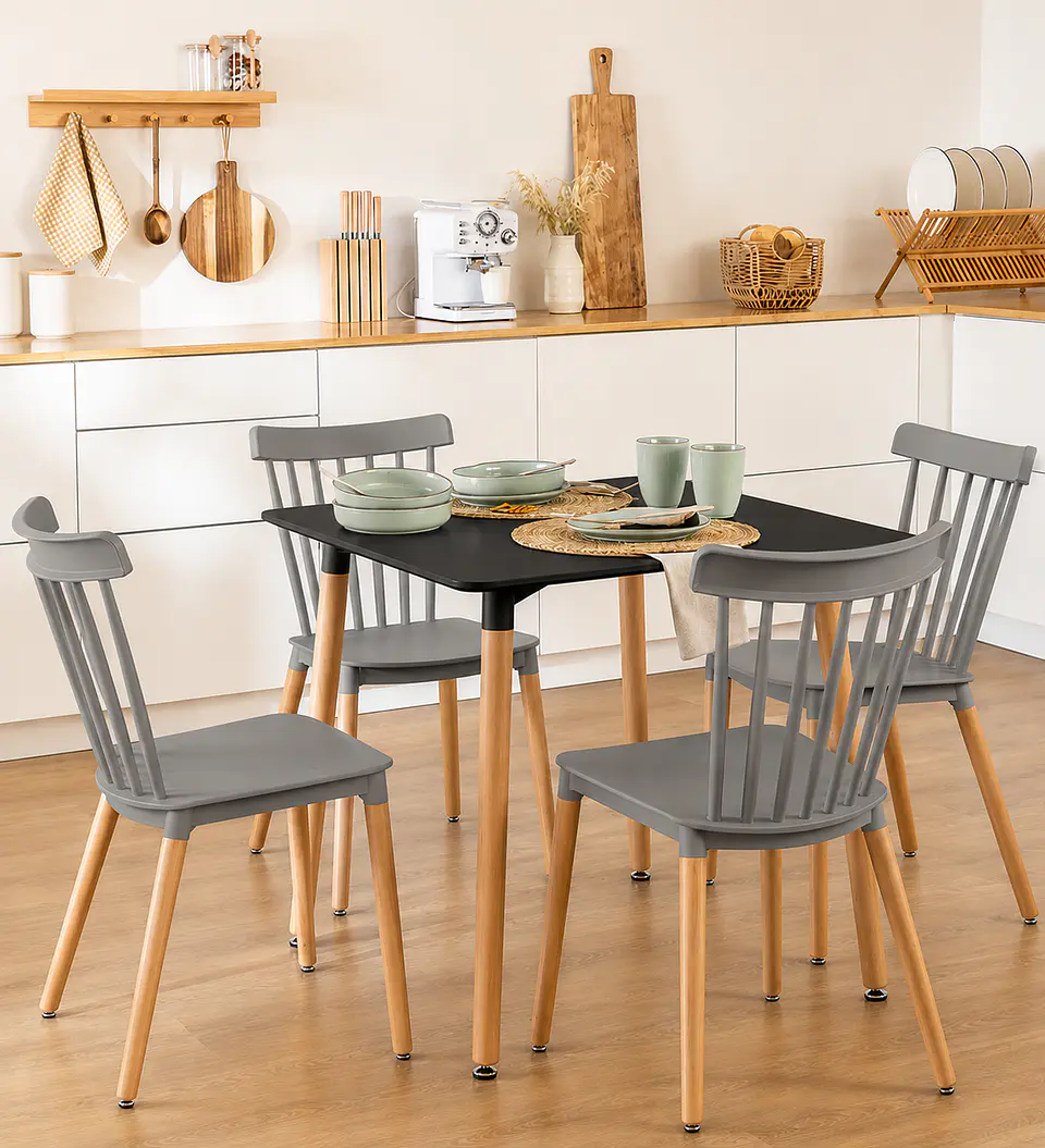 Comedor Mesa Eames Cuadrada de 80cms+ 4 Sillas Windsor  10