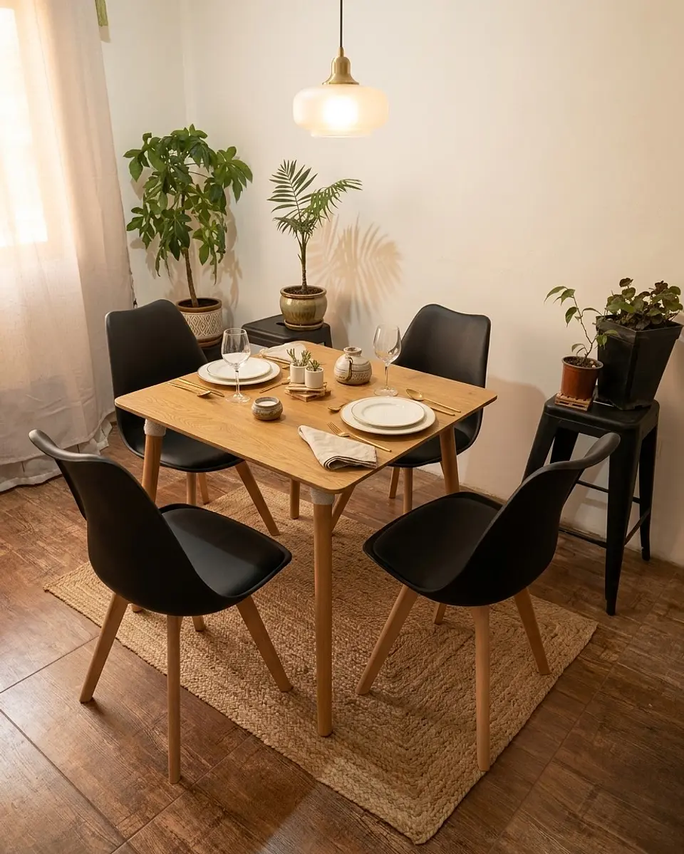 Comedor Mesa Cuadrada Blanca + 4 Sillas Tulip Acolchadas  4