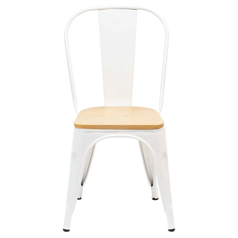 Silla Tolix con asiento de madera 5