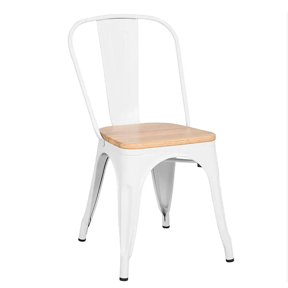 Silla Tolix con asiento de madera 6