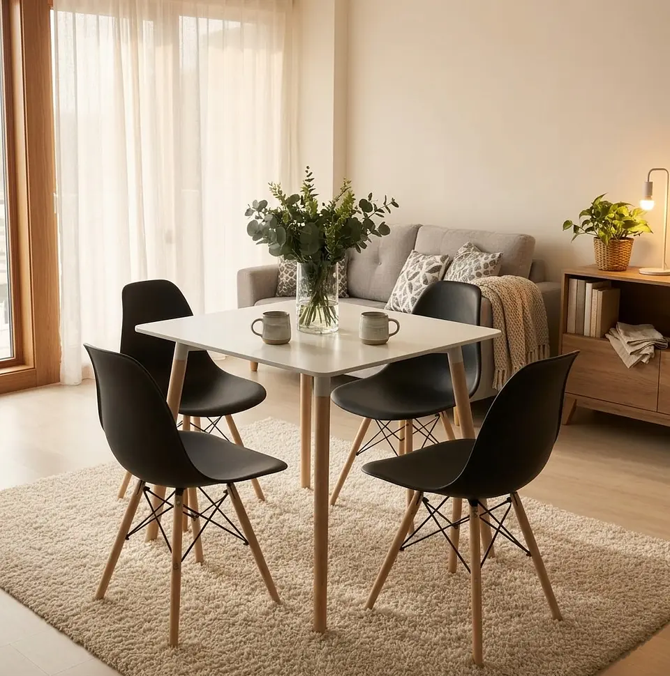 Comedor Mesa Eames Cuadrada  + 4 Sillas Eames  2