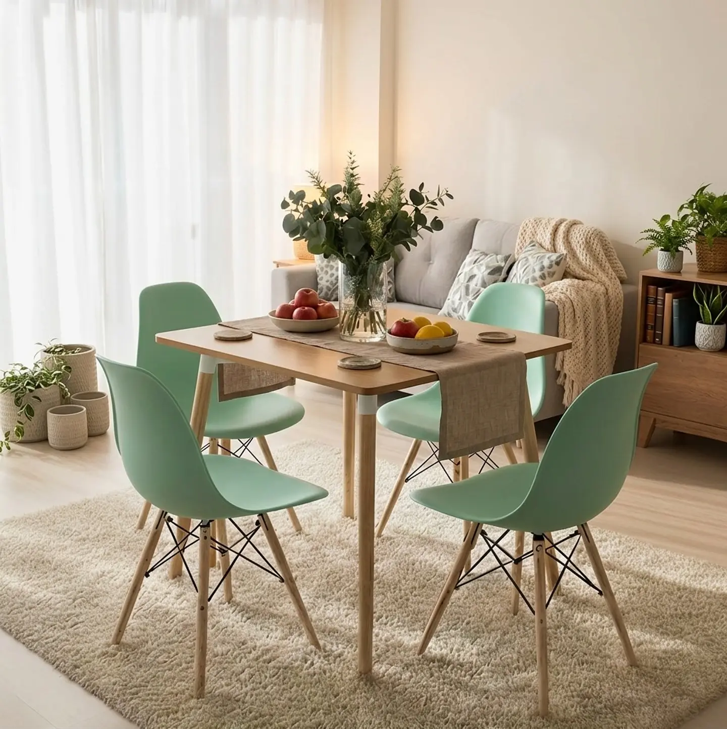 Comedor Mesa Eames Cuadrada  + 4 Sillas Eames  3