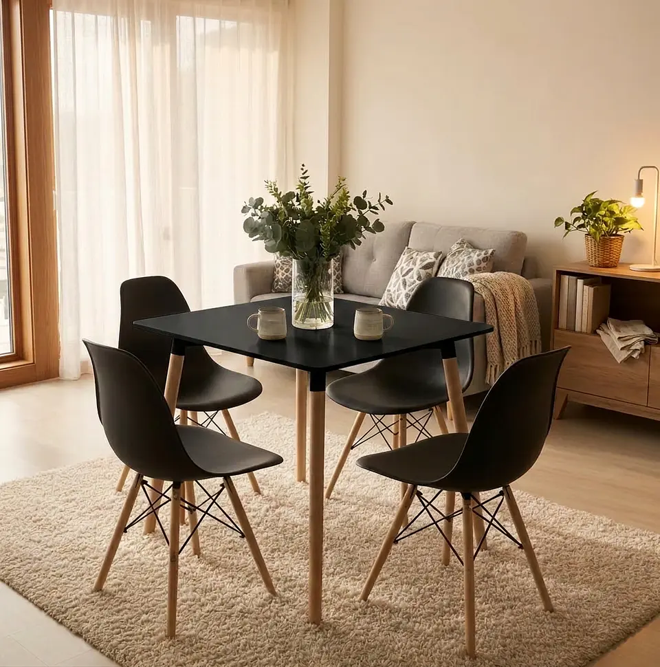 Comedor Mesa Eames Cuadrada  + 4 Sillas Eames  4