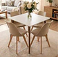 Comedor Mesa Cuadrada Blanca + 4 Sillas Tulip Acolchadas  - Miniatura 9