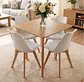 Comedor Mesa Cuadrada Blanca + 4 Sillas Tulip Acolchadas  - Miniatura 11