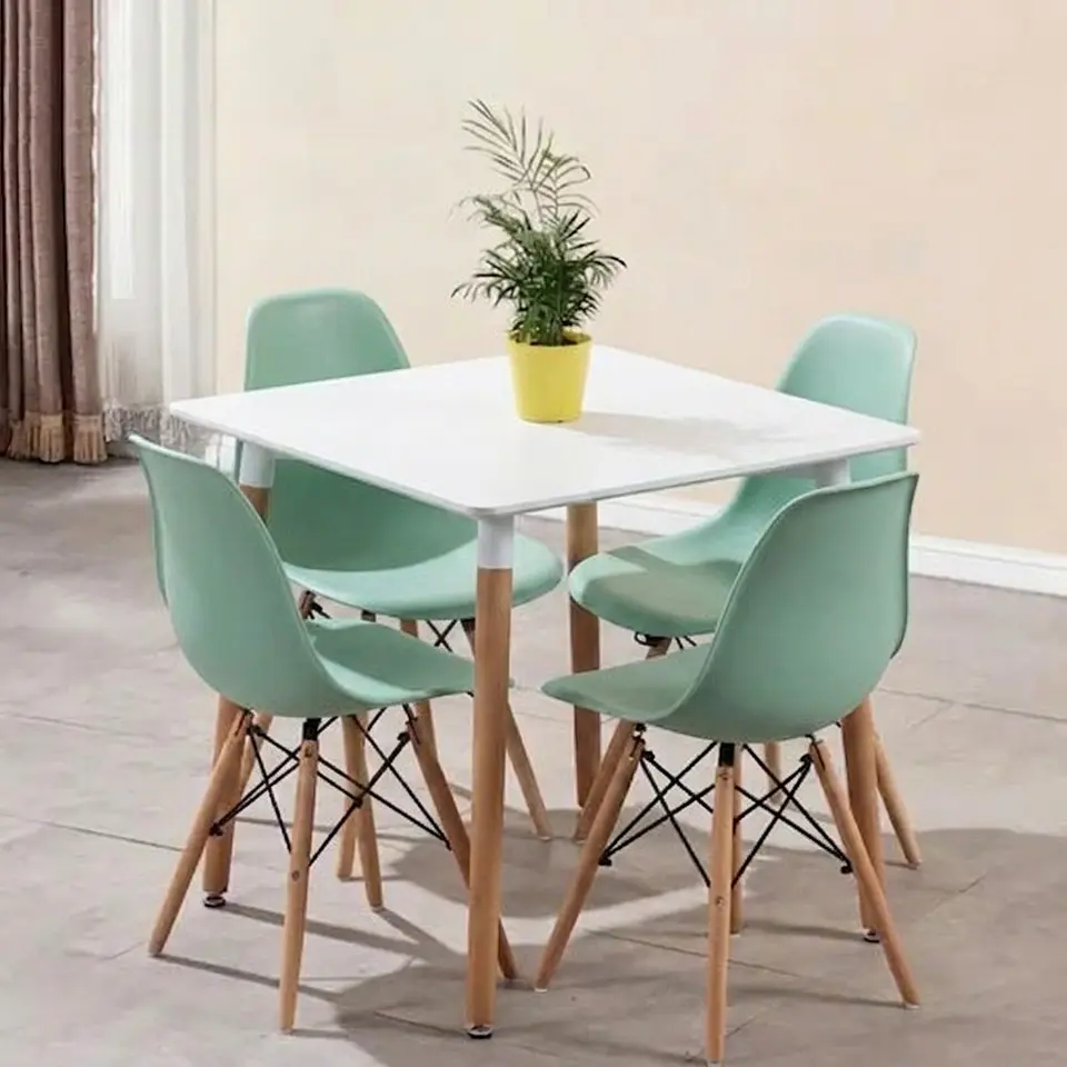 Juego de Comedor Mesa Eames Cuadrada + 4 Sillas Eames 19