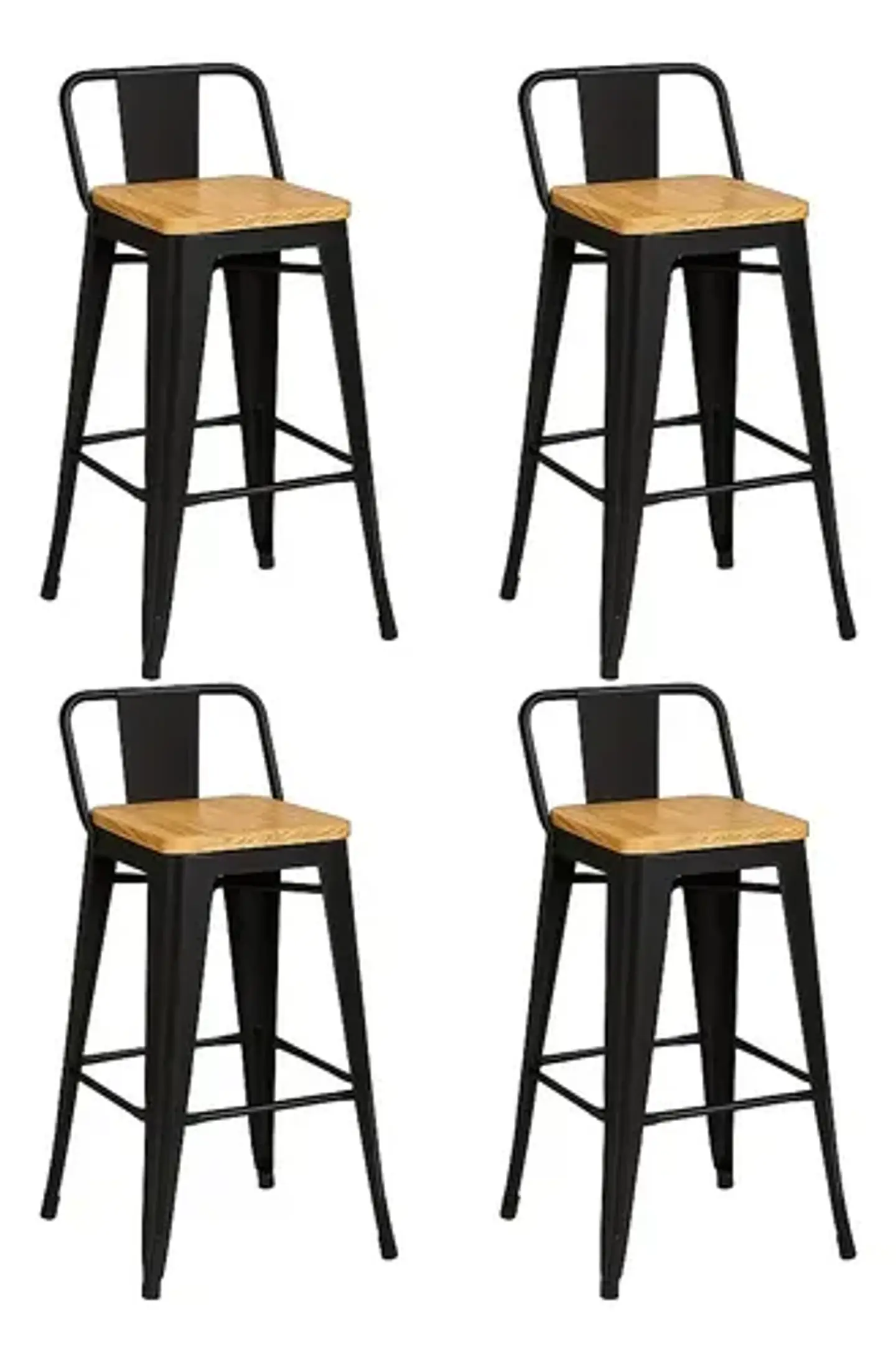 Pack 4 Taburetes Tolix con Respaldo Madera altura 65cm 1