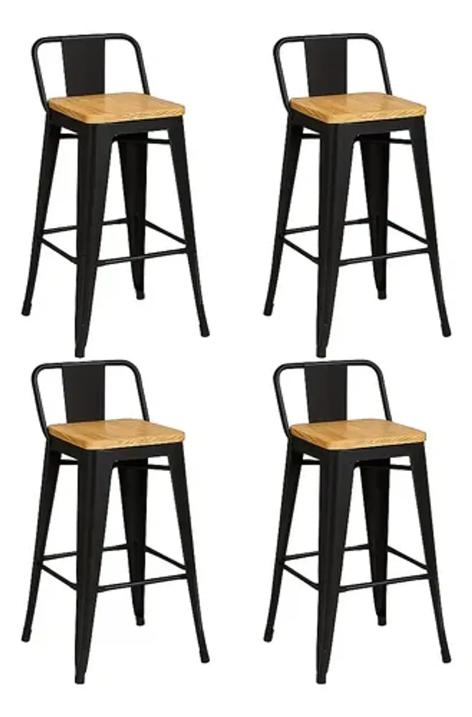Pack 4 Taburetes Tolix con Respaldo Madera altura 65cm 1