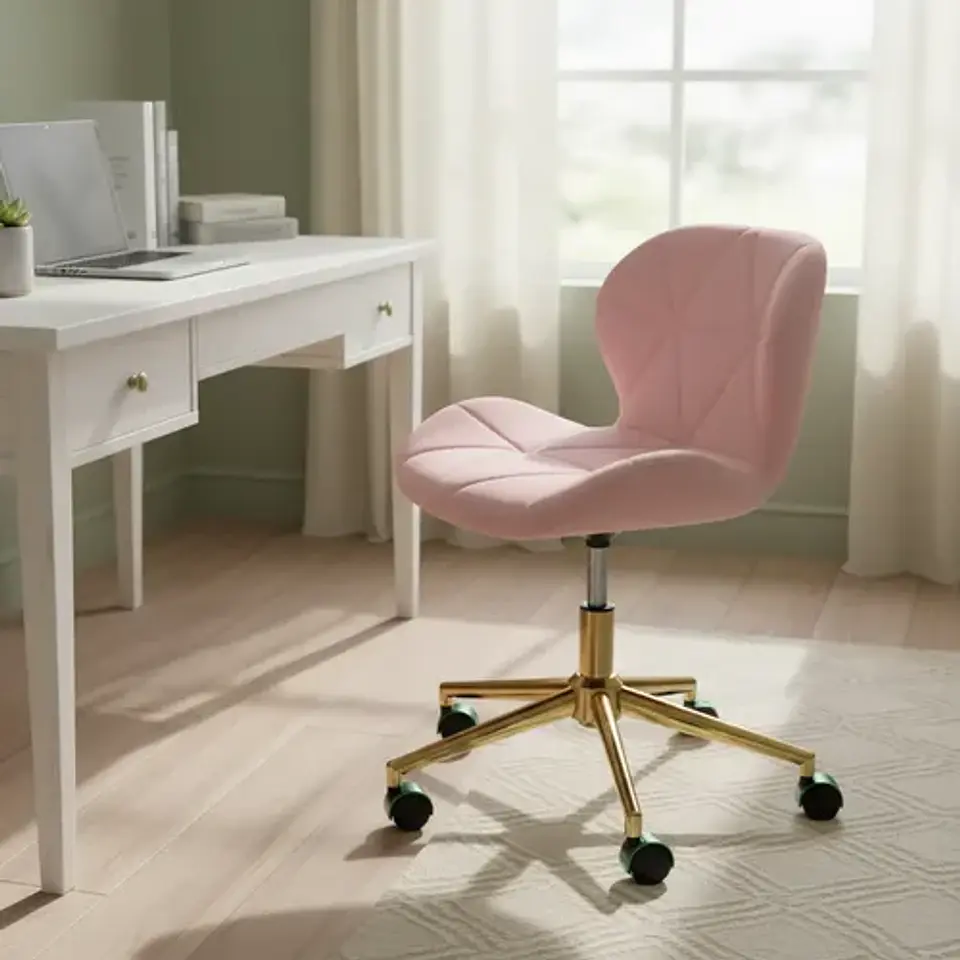 Silla de Oficina Dorada Felpa 1