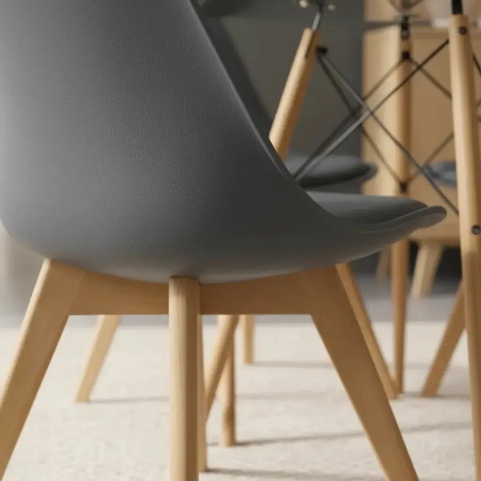 Mesa Eames Vidrio 100cm Y 4 Sillas De Tulip 12
