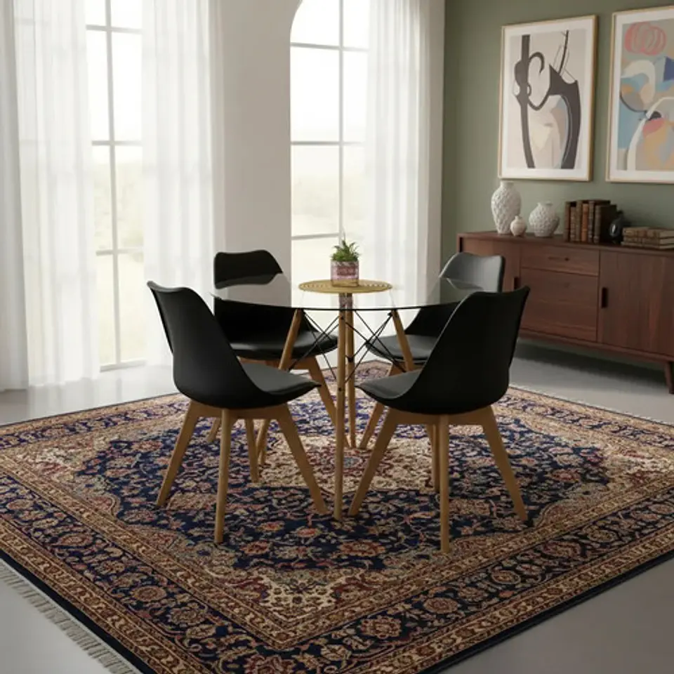Mesa Eames Vidrio 100cm Y 4 Sillas De Tulip 16