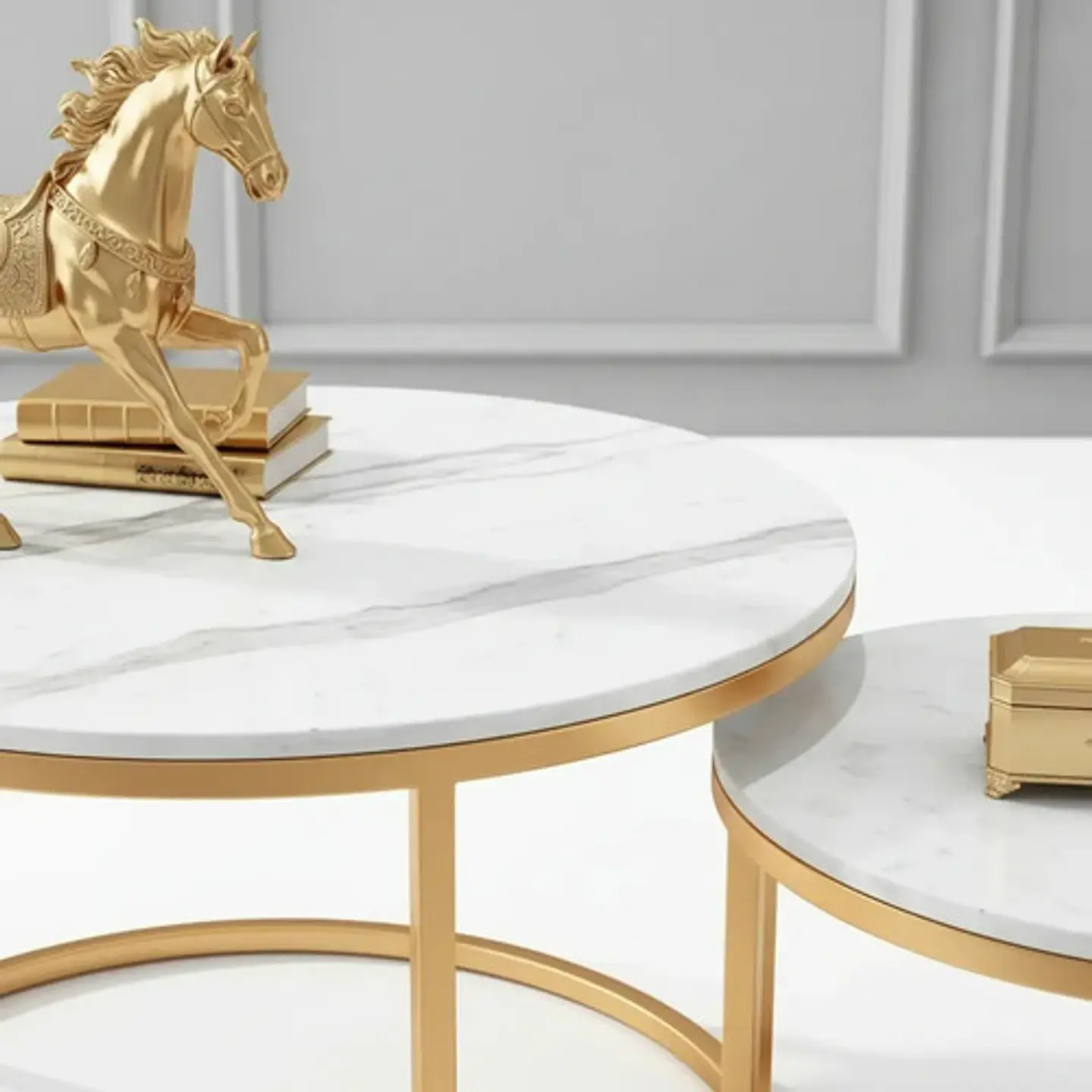 Mesa De Centro Anidada Con Cubierta De Piedra Sinterizada 1