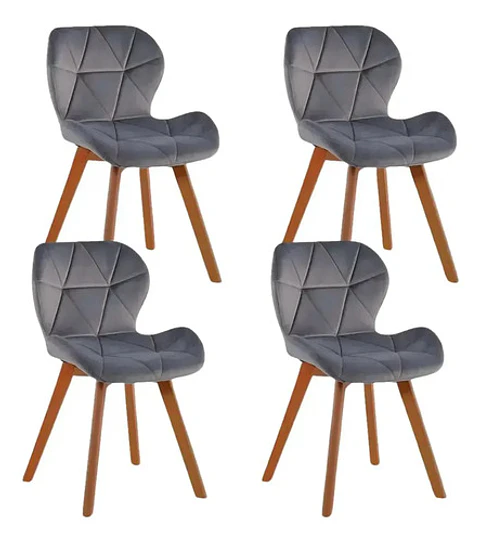Sillas Mariposa Felpa Set De 4 Nórdicas
