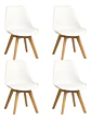 Pack 4 Sillas Tulip Estructura De La Silla Marrón Claro Asiento Blanco Diseño De La Tela Polipropileno - Miniatura 1