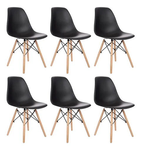Set De 6 Sillas Negras Charles Eames