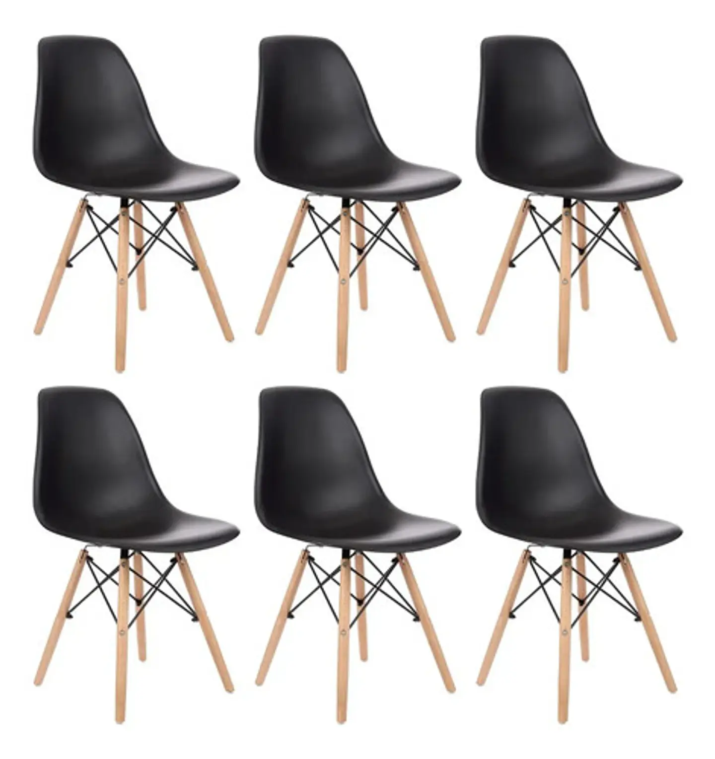 Set De 6 Sillas Negras Charles Eames 1