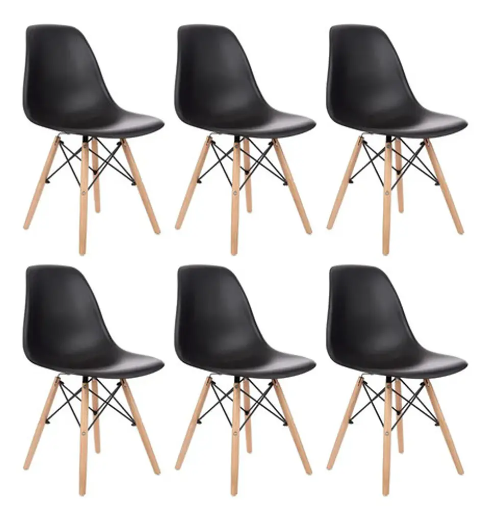 Set De 6 Sillas Negras Charles Eames 1