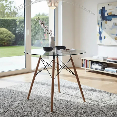 Mesa Eames Redonda Vidrio 100cm