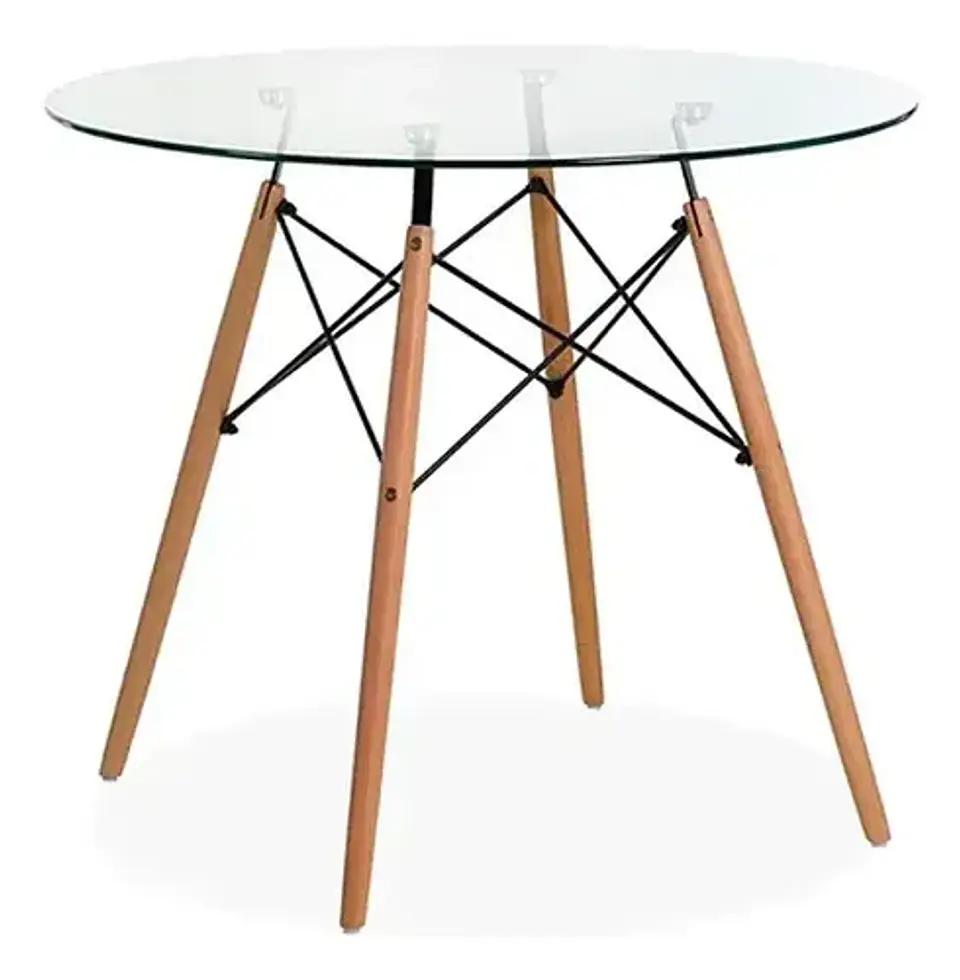 Mesa Eames Redonda Vidrio 100cm 2