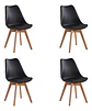 Pack 4 Sillas Tulip Estructura De La Silla Marrón Claro Asiento Negro Diseño De La Tela Polipropileno - Miniatura 1
