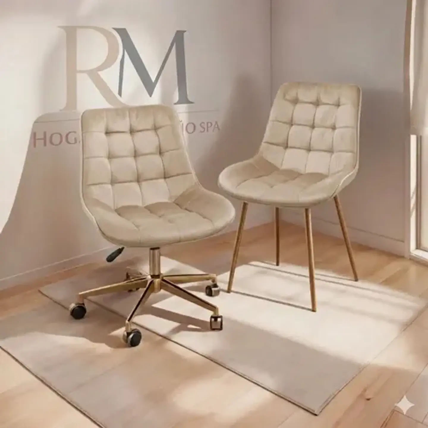 Pack Sillas De Escritorio Y Fija Roma Felpa Gold 6