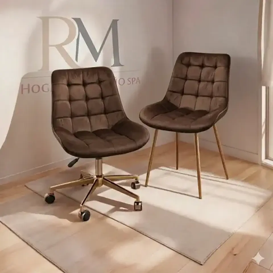 Pack Sillas De Escritorio Y Fija Roma Felpa Gold 9