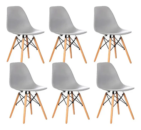 Set De 6 Sillas Negras Charles Eames