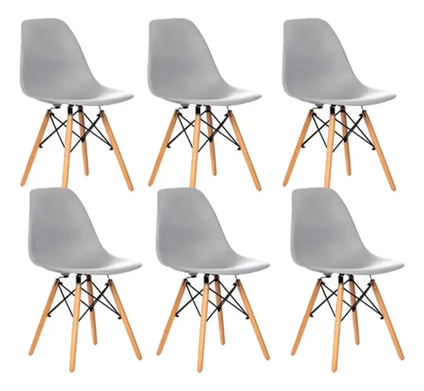 Set De 6 Sillas Negras Charles Eames 1