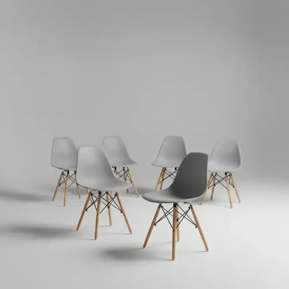 Set De 6 Sillas Negras Charles Eames 3