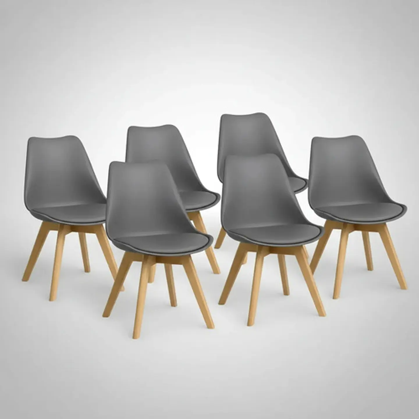 Pack 6 Sillas Tulip / Eames Acolchadas 30