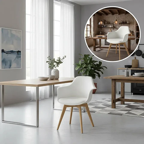 Sillon Butaca Eames Ecocuero Wood Con Cojin