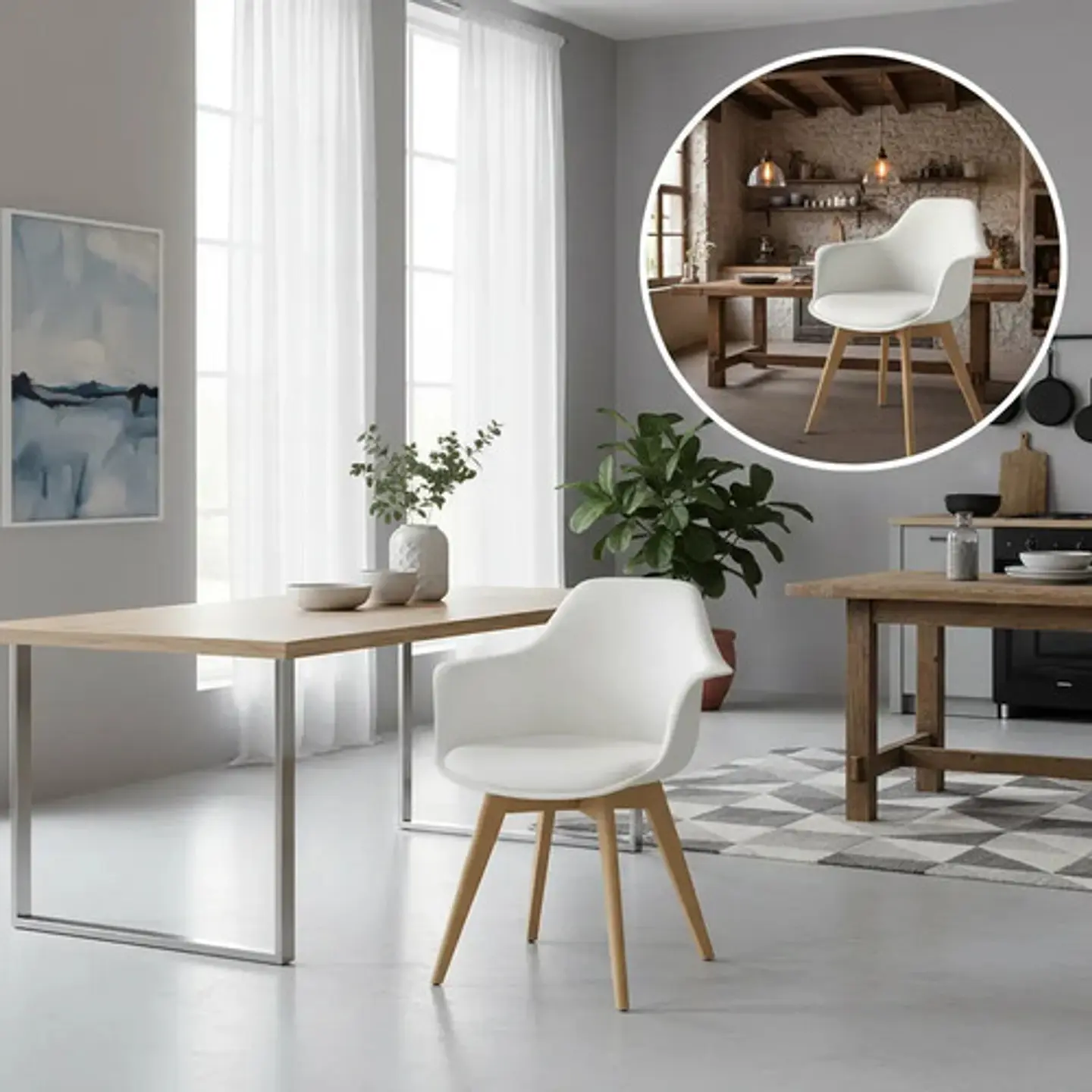 Sillon Butaca Eames Ecocuero Wood Con Cojin 1