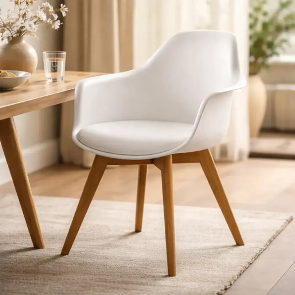 Sillon Butaca Eames Ecocuero Wood Con Cojin 2