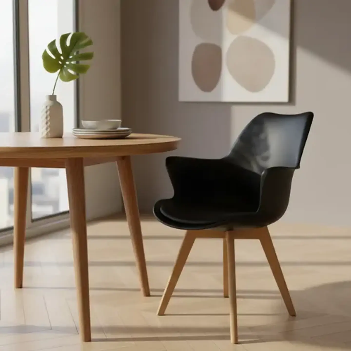 Sillon Butaca Eames Ecocuero Wood Con Cojin 5