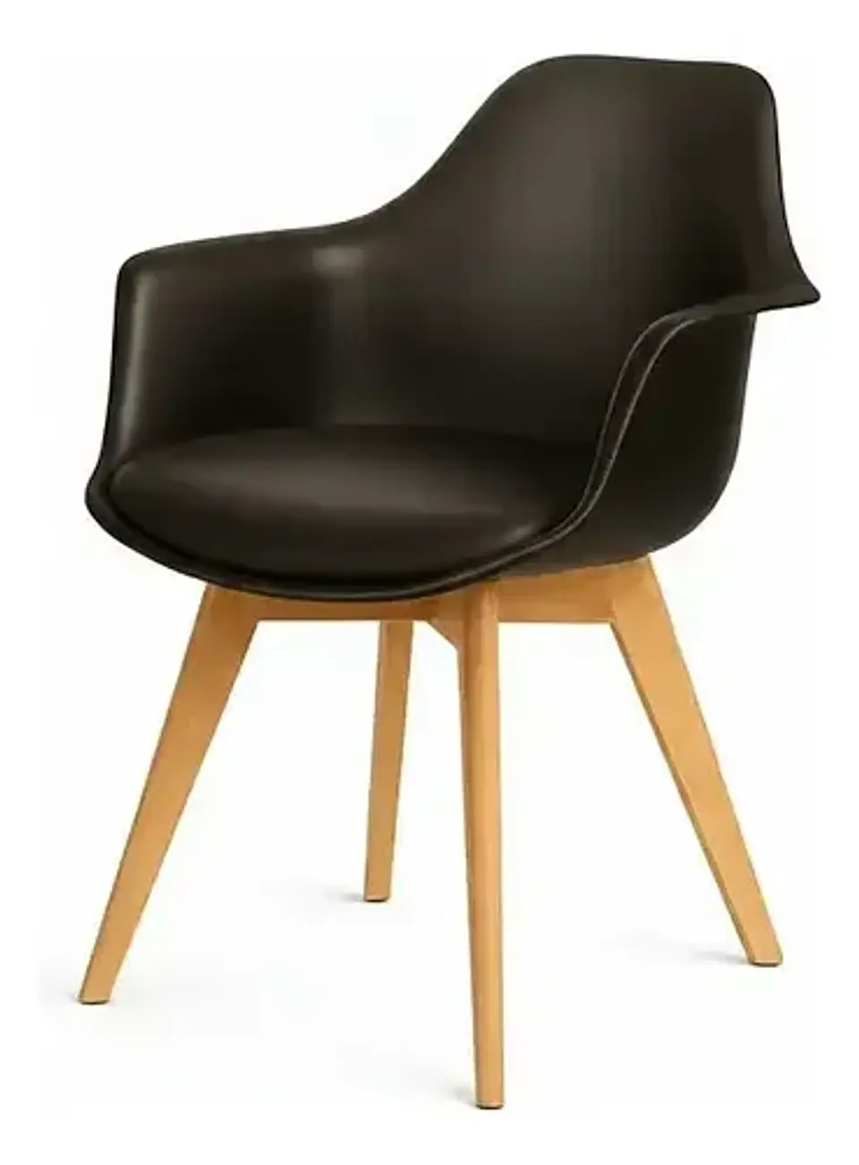 Sillon Butaca Eames Ecocuero Wood Con Cojin 7