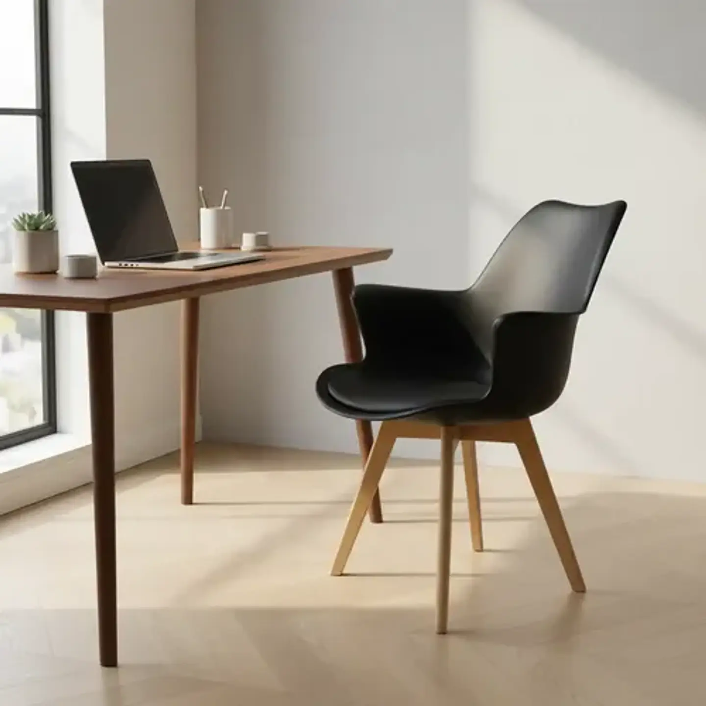 Sillon Butaca Eames Ecocuero Wood Con Cojin 8