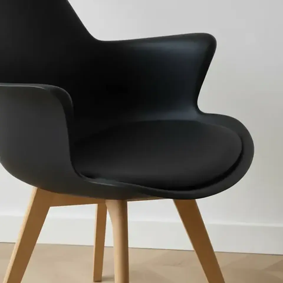 Sillon Butaca Eames Ecocuero Wood Con Cojin 9