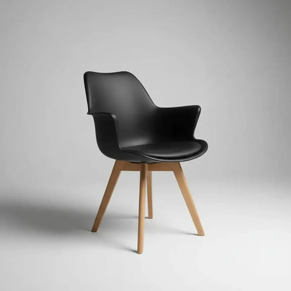 Sillon Butaca Eames Ecocuero Wood Con Cojin 10