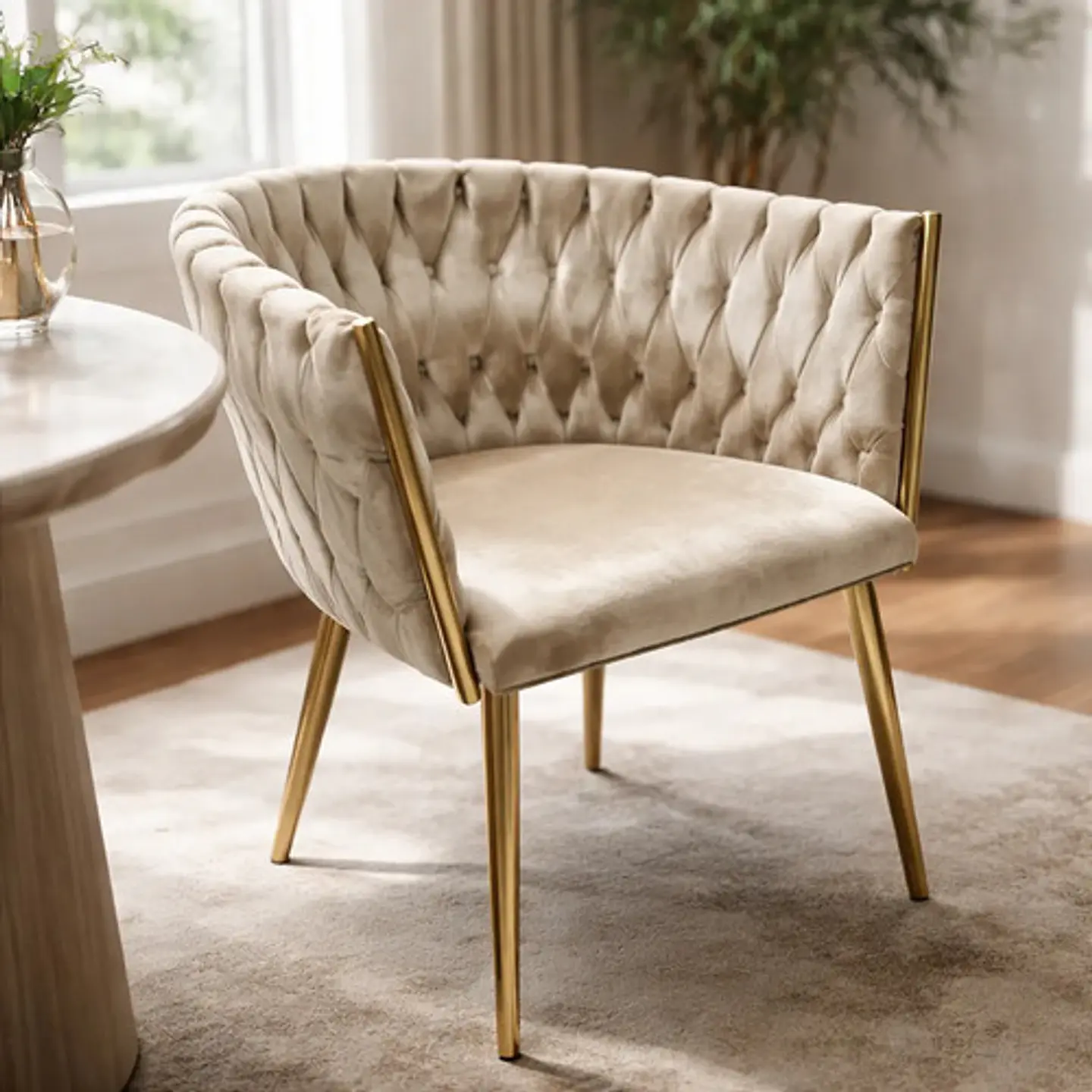 Silla Sitial Dorado Elegante Terciopelo Queen 1