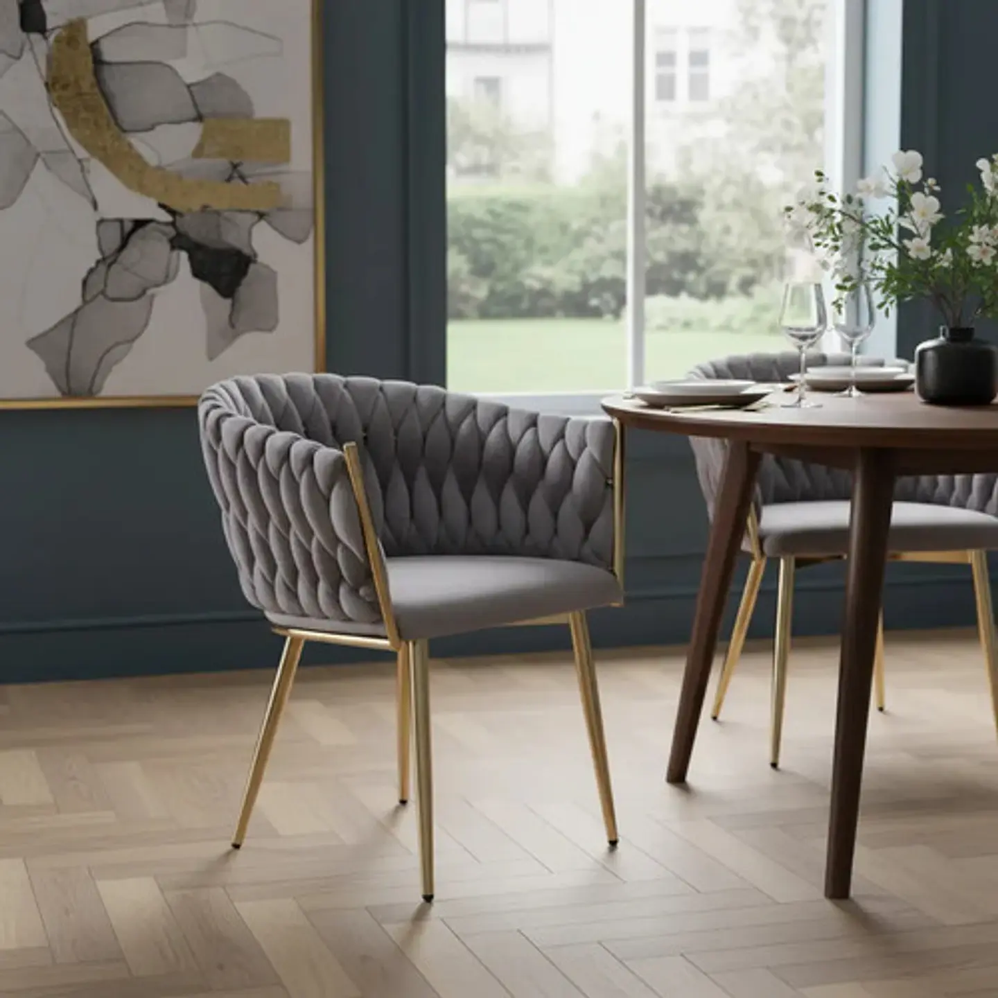Silla Sitial Dorado Elegante Terciopelo Queen 7