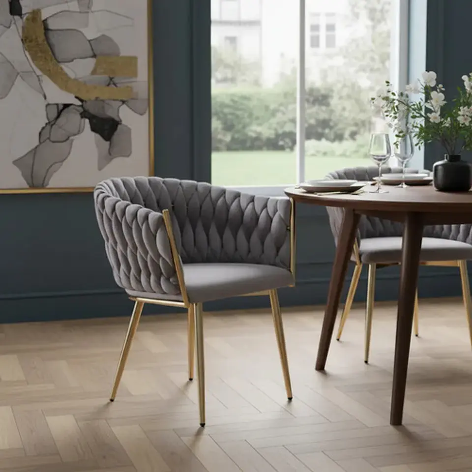 Silla Sitial Dorado Elegante Terciopelo Queen 7