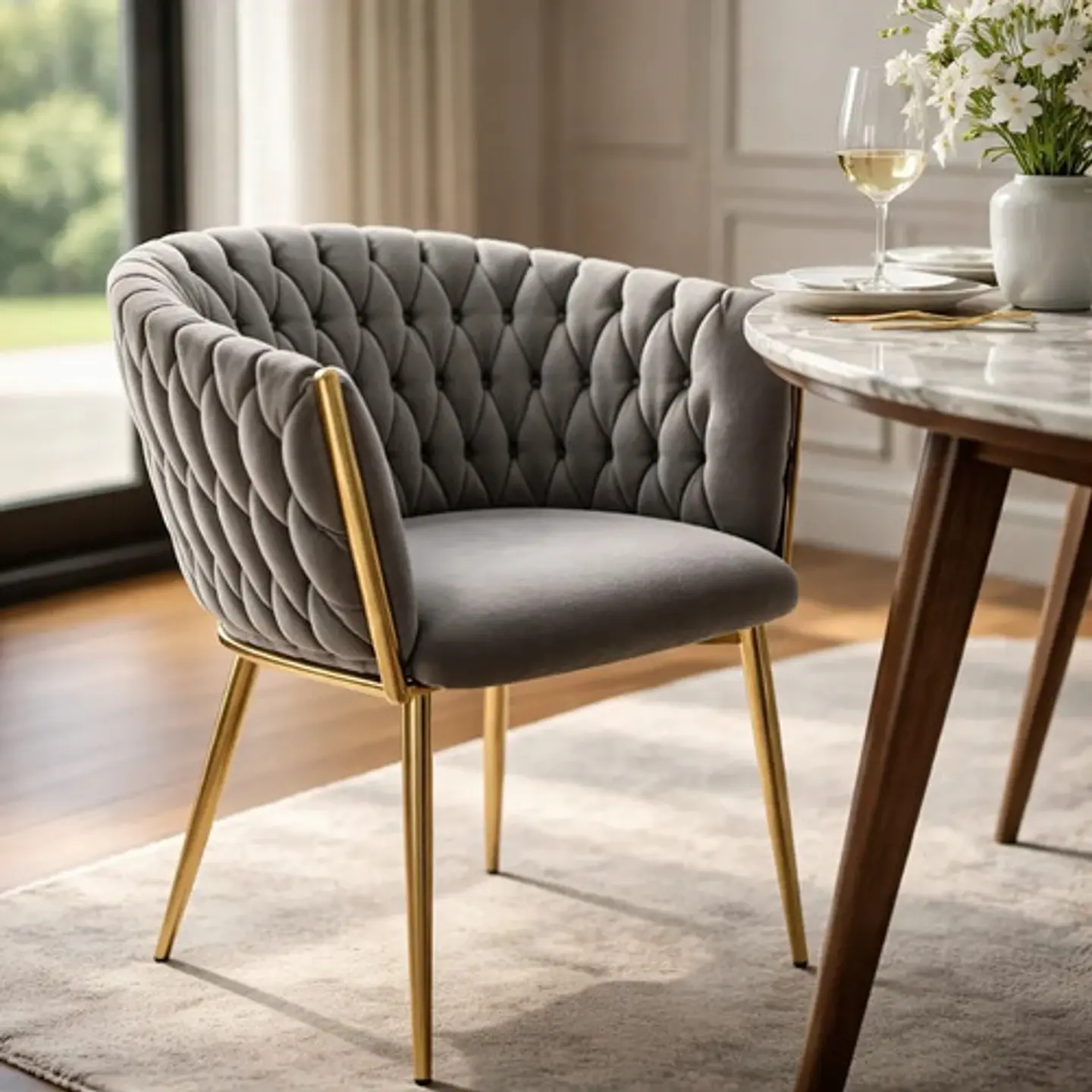 Silla Sitial Dorado Elegante Terciopelo Queen 9
