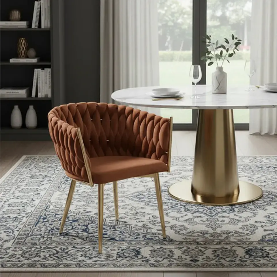 Silla Sitial Dorado Elegante Terciopelo Queen 11