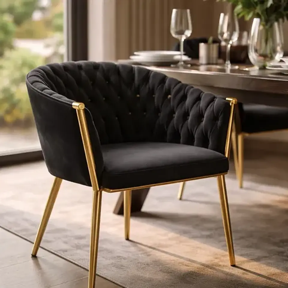 Silla Sitial Dorado Elegante Terciopelo Queen 16