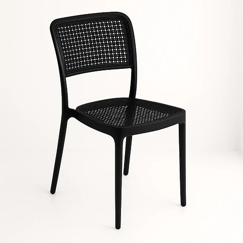 Silla de Restaurant o Terraza Comedor Hoffman Enrejada - Negra Completa
